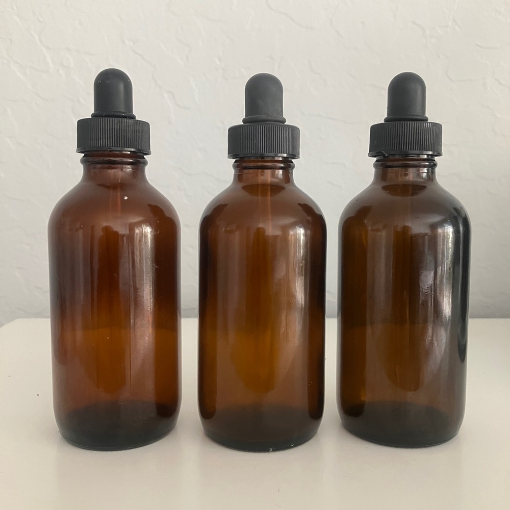 Lot of 10 4oz Amber Brown Glass Bottles Screw On Tops and Droppers Food Safe - Picture 3 of 4